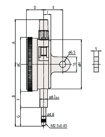 Indicator cu cadran, cu spate 1mm, 0,001mm, rulment cu bijuterii, Shockpr. (2109S-10) – MITUTOYO detaliu 2