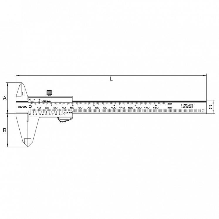 Subler monobloc Vernier cu surub de blocare – ALPA detaliu 2