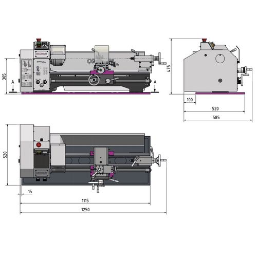 Strung OPTIturn TU 2506 (230 V) – OPTIMUM: 3425001 detaliu 2