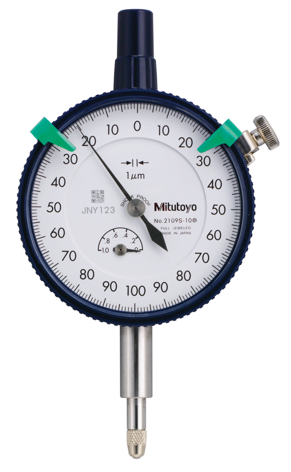 Indicator cu cadran, cu spate 1mm, 0,001mm, rulment cu bijuterii, Shockpr. (2109S-10) – MITUTOYO