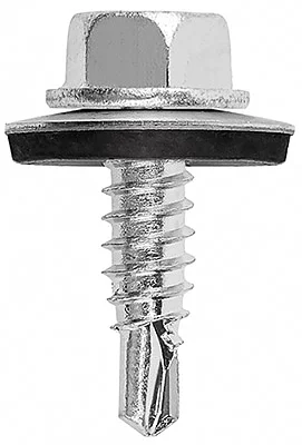B6C01 - Hexagonal flat washer head with undercut self drilling screw with reduced point, hardened, zinc plated, assembled with pre-galvanized steel / EPDM bonded washer (gasket)