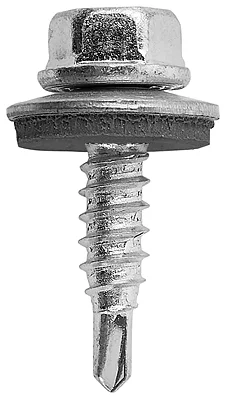 PLC01 - Hexagonal flat washer head with undercut self drilling screw with reduced point and reamer on the shank, hardened, zinc plated, assembled with pre-galvanized steel / EPDM b