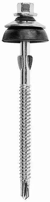 KMF04 - Hexagonal flat washer head self drilling screw with wings on the shank, hardened, zinc plated, assembled with A2 (AISI 304) stainless steel washer/EPDM umbrella gasket