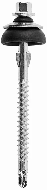 KLF04 - Hexagonal flat washer head self drilling screw for wood with wings on the shank, hardened, zinc plated, assembled with A2 (AISI 304) stainless steel washer/EPDM umbrella ga