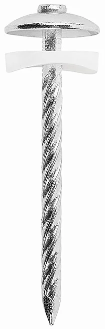 AH01 - Umbrella shaped head twisted nail, zinc plated, with polyethylene gasket