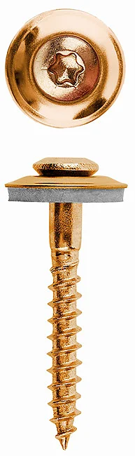 NM - 6-lobe recess raised CSK head wood screw, assembled with “M” type washer (gasket), 1 bit free per box