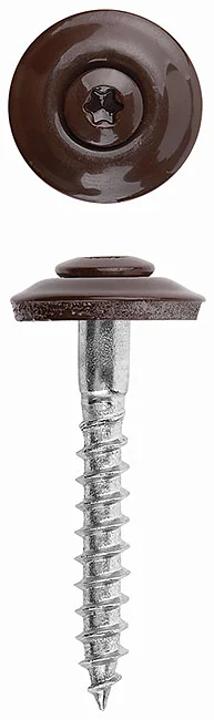 NQ - 6-lobe recess raised CSK head wood screw, assembled with “M” type washer (gasket), 1 bit free per box