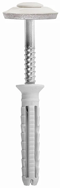 NO - Countersunk nylon plug assembled with A2 stainless steel raised countersunk nail screw and "M" type washer (gasket)