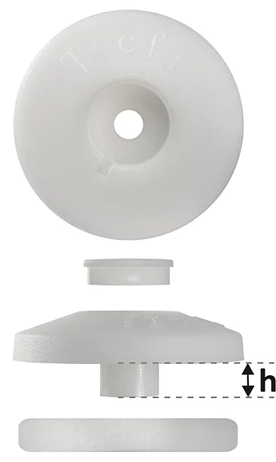 FS01 - White large nylon washer with small cap and PE foam sealing gasket