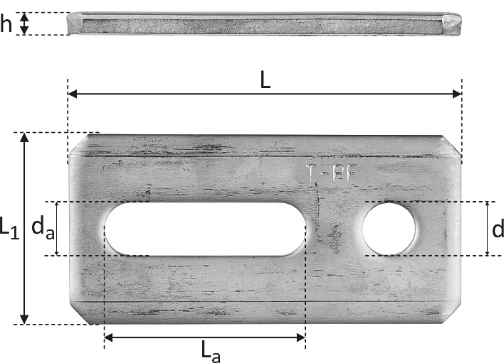 PF51 - A2 (AISI 304) stainless steel heavy plate with hole and loop, to be used with Tecfi NW screws for solar systems fixing detaliu 3