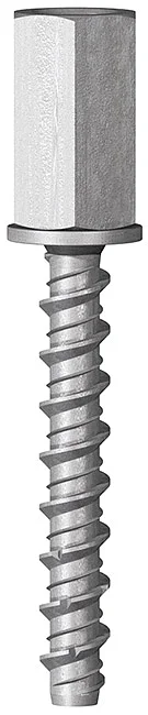 HXE07 - Patented dual thread (with collar) concrete screw assembled with hexagonal coupling nut, zinc plated, ETA-CE Certified