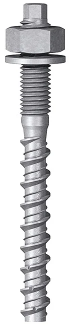 HXE02 - Patented dual thread concrete screw with hex shank, with nut and washer, zinc plated, ETA-CE Certified