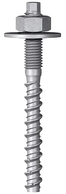 HXE12 - Patented dual thread concrete screw with hex shank, with nut and washer, zinc plated, ETA-CE Certified