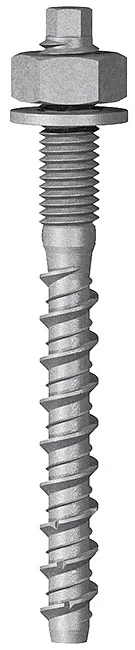HXB02 - Patented dual thread concrete screw with hex shank with nut and washer, special coating “Steel Saver® 500h”