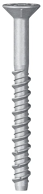 HXS01 - Patented flat CSK head with ribs concrete screw, 6-Lobe recess, zinc plated