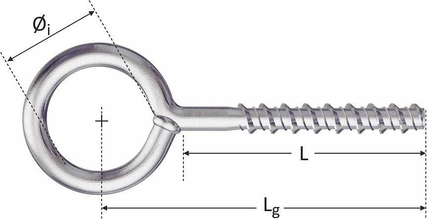 FXL01 - Welded eyebolt concrete screw (Patented thread), carbon steel, hardened, zinc plated eye Øi 50 mm detaliu 3