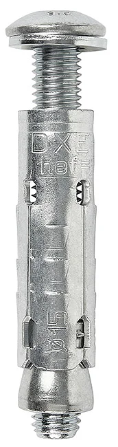 DXE04 - Sleeve anchor with nut, with mushroom head screw 8.8 grade (anti-theft with special cap to be hammered), zinc plated, ETA-CE Opt.7 certified