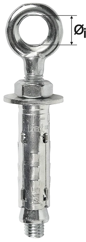 DX02 - Sleeve anchor with nut, with eye screw, hex nut and large washer, zinc plated detaliu 4