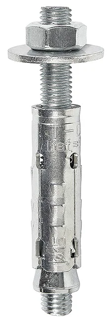 DX06 - Wrapped sheet metal anchor with hooked cone, with threaded rod class 5.8, hex nut and washer, galvanised steel