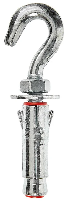 CS01 - Zinc plated steel anchor with wings, with hook screw, hex nut and large washer